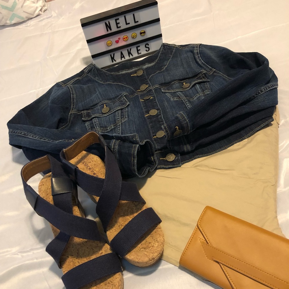 Cropped 6 button Dark Blue Denim Jacket